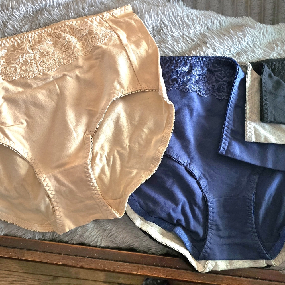 Elegant Lace Trim Intimates Set - Cream and Blue
